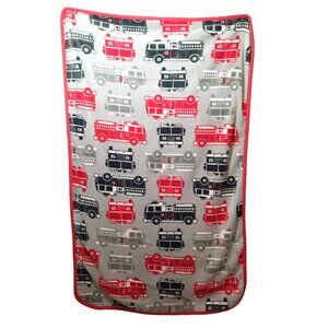 Carter's Fire Trucks Fleece Gray Red Security Blanket 28" X 43"